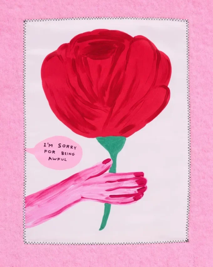 David Shrigley X Marc Jacobs Oh Rose Wool Scarf