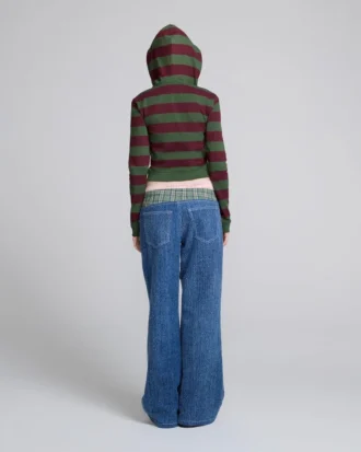 Fitted Stripe Zip-Up Hoodie Fitted Stripe Zip-Up Hoodie